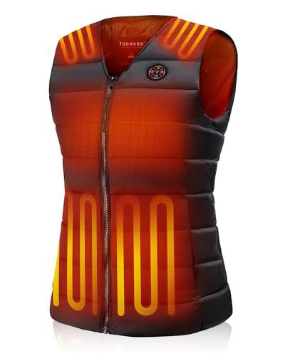 TODWARM Women's Heated Vest, V-neck Sleeveless Electric Warming Coat Rechargeable Winter Outerwear for Hiking Outdoor Work，S