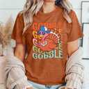Thanksgiving Shirt for Women Gobble Gobble T-Shirts Funny Turkey Graphic Tee Turkey Day Thanksgiving Tee Top (XXL)
