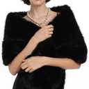 SAFERIN Women's Winter Faux Fake Fur Straight Wedding Halloween Party Custume Accessory Scarf Wrap Collar Shawl Shrug