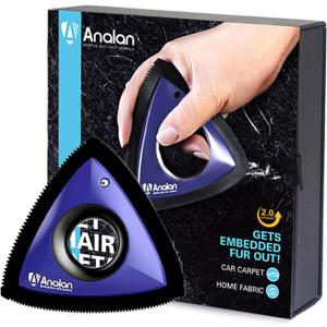Analan Mini Pet Hair Remover, Triangle Design for Car Interior, Auto Detailing, Carpet, Couch, Furniture, Multi-Color (Sapphire Blue)