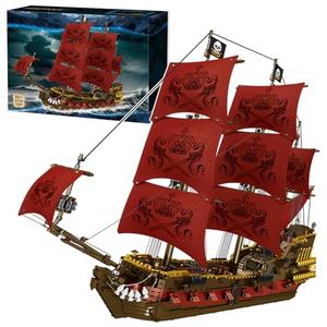 Miabrixbrix Queen Anne's Revenge Pirate Ship Model Kit Length 90cm, Pirates Building Boat Set for Adults & Collections Enthusiasts, Display Ship with Detachable Decks 4400+PCS