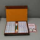 Chinese Mahjong Set, Mahjong Game Set with 146 Numbered Large Tiles (1.5", Green), Mahjong Tiles Set with Brown Carrying Case