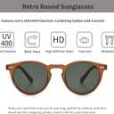 Small Retro Round Sunglasses for Women Men UV400 Protection Vintage Designer Trendy Frame