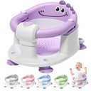 TPN Baby Bath Seat for Babies 6 Months & Up, Non-Slip Toddler Bath Seat with 5 PCS Waterproof Emoji Stickers, Portable Infant Bath Seat for Baby(Lavender)