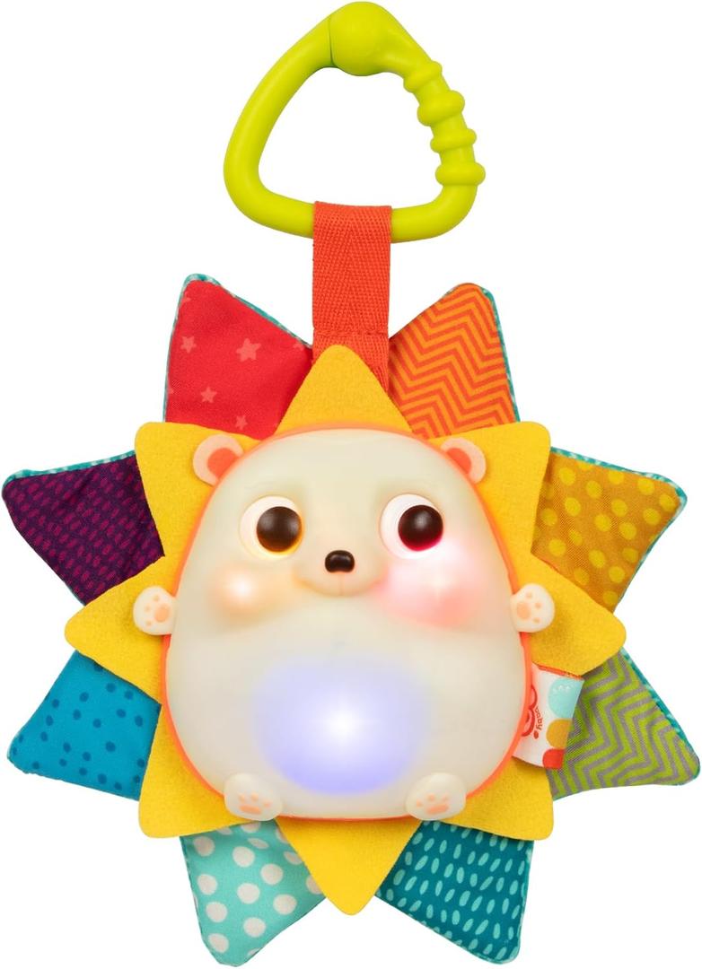B. toys  Baby Musical Light  Up Hedgehog Toy with Lights & Sounds  Sensory Toy for Newborns, Babies  Music & Glowing Lights  RainGlow Buddy  0+ Months