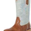 SheSole Women's Wide Square Toe Cowgirl Cowboy Boots Mid Calf Fashion Western Boots (8, Tan)
