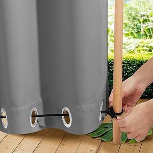 NICETOWN 2 Panels Waterproof Outdoor Curtains Fixed Grommet & Back Tab on Top & Bottom, Thermal Insulated Keep Rain & Sun Out Blackout Windproof Outdoor Draperies with Rope, W52 x L72, Silver Grey