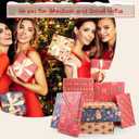 Happypapa Christmas Wrapping Paper, Kraft Xmas Wrapping Paper Rolls - Jingle Bell, Reindeer, Gift and Snowflakes Pattern - 4 Rolls - 17 Inch  120 Inch Per Roll