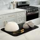 S&T INC. Dish Drying Mat XL, 18 x 24, Absorbent Microfiber Kitchen Counter Mat, Dish Drying Pad for Dishes, Utensils, Pots and Pans, Extra Large, Black