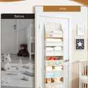 Criusia Over the Door Organizer, 6-Shelf Closet Hanging Storage with 13 Mesh Pockets, 55lbs Capacity Behind the Door Storage for Baby Nursery, Bathroom, Bedroom, and Dorm, Beige