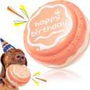 Large Size Cake Squeaky Dog Toy for Medium/Large Dogs Breed Aggressive Chewers Durable Bouncy Pink Squeak Toys