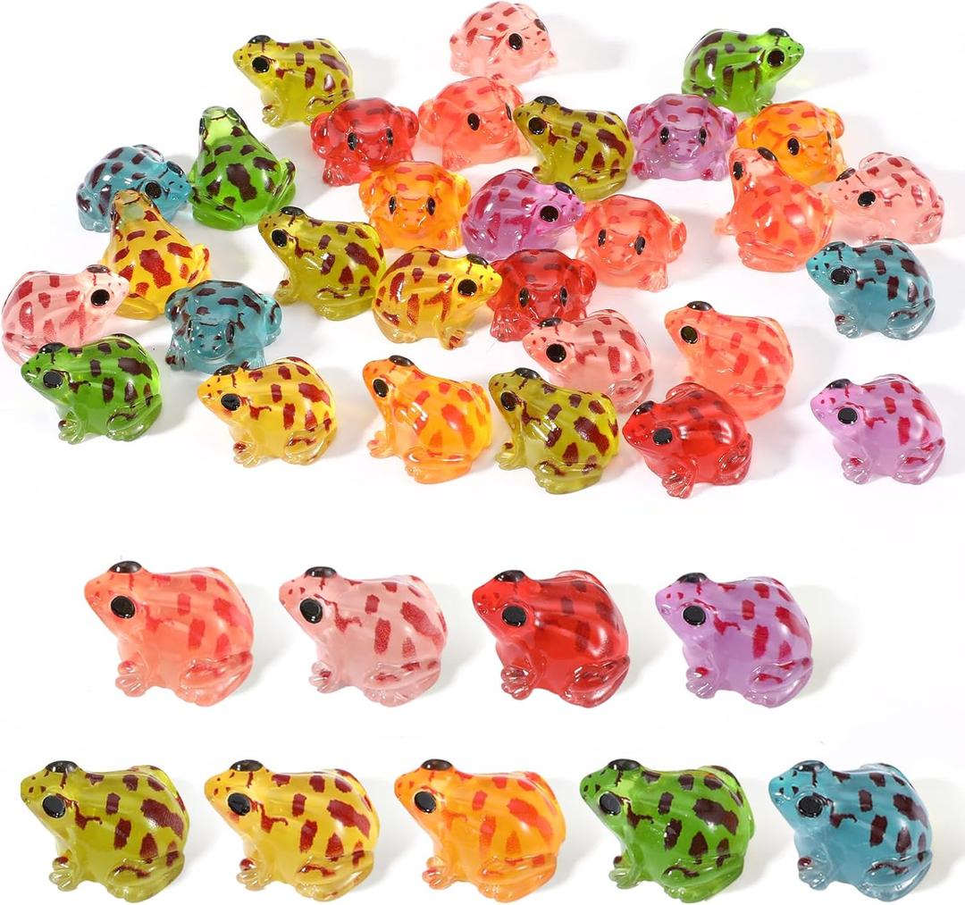 Luminous Resin Frogs, 30pcs Mini Frogs Figurines,9 Colors Glow in The Dark Frog Miniature Statues for Moss Landscape Garden Dollhouse Diy Terrarium Craft Decor
