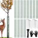 12 Pack 60" Metal Tree Trunk Protectors Heavy Duty Mesh Tree Guards Expandable Trunk Protector Guard with Zip Ties, Stakes & Gloves for Saplings, Trees, Gardens and Landscapes