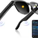 AI Smart Glasses with 2K Anti-Shake Camera,Bluetooth 5.4 & ENC Noise Reduction,Replaceable Lenses/Real-Time Translation/Voice Control,Music Playback for Travel/Outdoor/Business