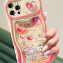 Toycamp for iPhone 15 Pro Max Case - Women Girls Cute Phone Cover Hearts with Sliding Camera Cover Glitter Fashion Teens Girly Pretty Design Flowing Liquid Quicksand Case for iPhone 15 Pro Max 6.7 "