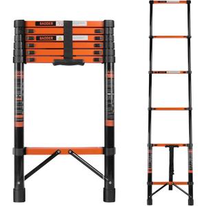 Telescoping Roof Ladder, Heavy-Duty Stainless Steel, with Anti-Slip Feet, 330 Lbs Load Capacity, Suitable for RVs, Roofs, and Multi-Scene Use