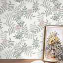 3 x Ismoon Vintage Peel and Stick Wallpaper Floral Removable Wallpaper Boho Grey Contact Paper Sage Green Leaf Self Adhesive Decorative Wall Paper for Bathroom Cabinets Decor Vinyl 16.1inx78.7in (White)