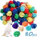 Sumind 80 Pieces Parrot Toy Wooden Blocks Bird Chewing Toys Mini Wood Chips Small Parrot Cage Accessories for DIY Playing Chewing Shredding Mixed Large Bird Toys, Random Color