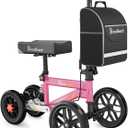 BlessReach Economy Steerable Knee Walker - Compact Crutch Alternative for Foot Injuries with Dual Braking System (Pink)