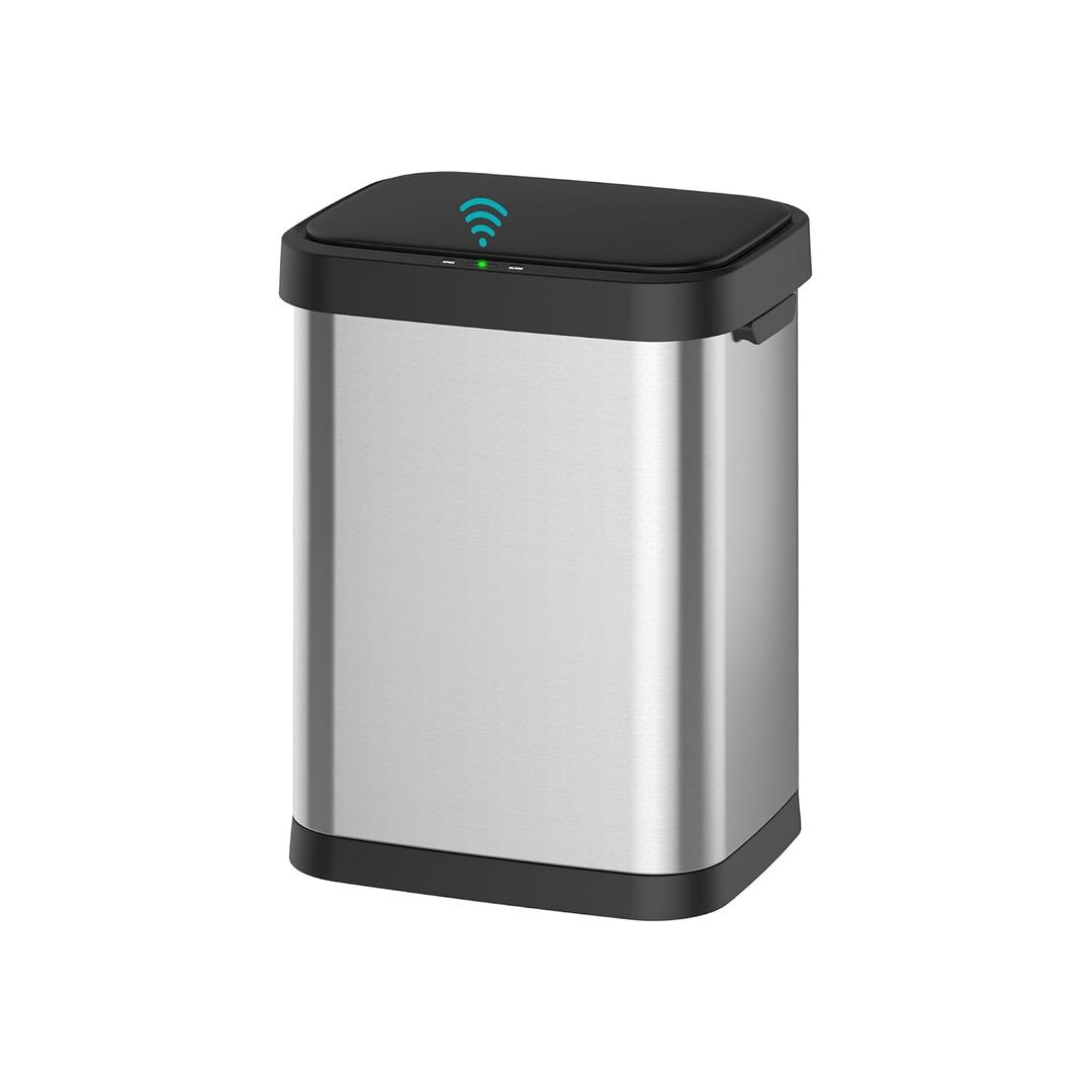 10.5 Gallon Stainless Steel Touchless Sensor Trash Can with, Wide Rectangular Design, Brushed Finish  Automatic Lid for Home, Office, Kitchen, Bathroom, and Commercial Use (Silver)