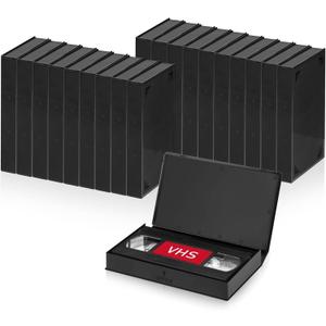 Standard Black VHS Cases, VHS Album Case with Outer Clear Sleeve (60 Pack)