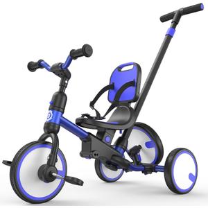 besrey 5-in-1 Toddler Tricycle with Push Handle, Grow with Me Kids Trike for 1-3 Years, Balance Bike & Tricycle, Adjustable Parent Steering, Safety Seat with Backrest
