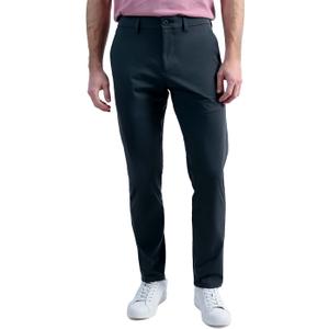 Haggar Men's Sport Travel Performance Straight Fit Flat Front Stretch Casual Pant Dark Grey, 32W x 34L