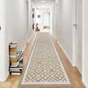 Ileading Runner Rugs for Hallways 2x10ft Heavy-Duty Durable Entryway Floor Mat with Non Slip Rubber Backing for Busy Traffic Extended Indoor Doormat Machine Washable Kitchen Throw Rug(Beige)