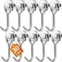 FINDMAG Magnetic Hooks, 30lbs+ Magnet Hooks 2026 Cruise Ship Essentials, Strong Magnetic Hooks for Fridge, Magnetic Hanger for Garage, Whiteboard, Office Supplies, Kitchen Organization, 10 Pack (Silver)