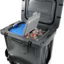 Titan PRO High Performance Ice Chest - 25 Quart Capacity - Hard Cooler with Interior LED Light, Ice Saver Performance Booster and Microban Protection - Granite Gray