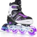 Adjustable Kids Inline Skates for Girls Boys Children Beginners, Inline Skates with Light Up Wheels for Kids and Youth for Indoor Outdoor Sports,medium