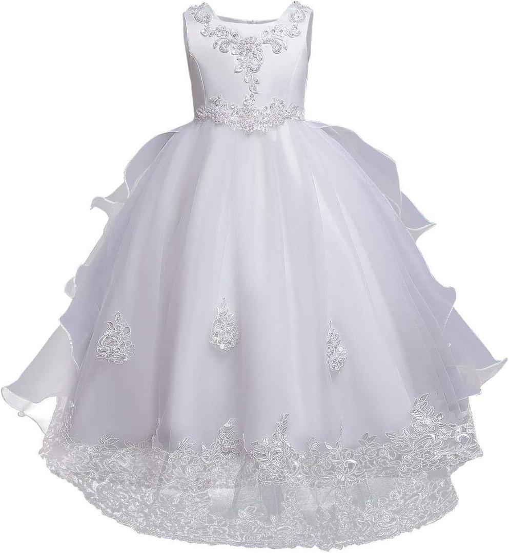 IWEMEK girls Modern (8-9 Years, Beaded White)
