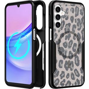 for Samsung Galaxy A16 5G Phone Case - Compatible with MagSafe Women Girls Cute Magnetic Protective Cover Cool Funny Unique Leopard Heavy Duty Shockproof Design for Samsung A16 5G Case