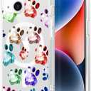 MAYCARI for iPhone 14 Pro Max Case Compatible with MagSafe, Magnetic Cute Cartoon Dogs Paws Design Clear Phone Cover for Girls Women Soft TPU Hard Back Shockproof Protective Case for iPhone 14 Pro Max