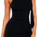 OZICERD Halter Mock Neck Bodycon Mini Dresses for Women Going Out Dress Summer Short Club Cocktail Party Dress with Scarf (Black, S)