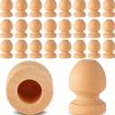 Pinkunn 50pc Wood Finials Dowel Rods Caps 1-1/16 Inch Tall with 3/8 Inch Hole Unfinished Wood Drawer Knobs Pulls Handles Small Acorn Wooden Rods Caps for Crafts, DIY, Cabinet, Furniture