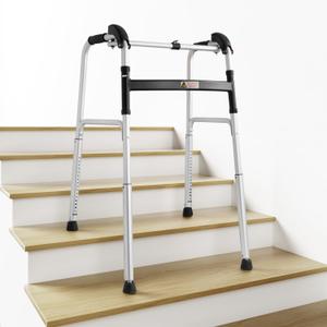Foldable Stair Climbing Walker for Seniors, Adjustable 4-Leg Height Safety and Convenience Silver