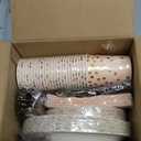 Pink and Gold Party Supplies - 350 PCS Disposable Dinnerware Set - Pink Paper Plates Napkins Cups, Gold Plastic Forks Knives Spoon for Graduation, Birthday, Thanksgiving, Cocktail Party