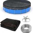 Pool Leaf Net Cover 18 ft Round, Fine Mesh Leaf Net for Above Ground Pool, Winter Pool Covers for Above Ground Pools with Winch & Cable, Cover Size: 21.3-Feet Dia (Includes 3-feet Overlap), Black