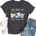 100 Days of School Shirt for Women 100th Day of School Tshirts Teacher Tee Top (X-Large, Grey)