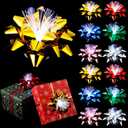 Zhengmy 12 Pack Christmas Bows for Gift Wrapping, Light up Glowing Gift Bows LED for Christmas, Hanukkah, Birthdays, Weddings Flashing and Color Changing, Self Adhesive (Multicolor)