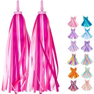 Bike Streamers Bike Tassels for Kids 1 Pair, Kids Bike Accessories Scooter Bicycle Tricycle Handlebar Streamers Handle Bar Grips Accessories for Girls and Boys (Pink)
