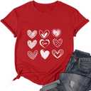 Valentines Shirt for Women Cute Love Heart Tshirts Casual Hearts Graphic Tee Tops for Her (Red, XL)