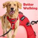 Funfox Dog Harness No Pull, Adjustable Pet Vest Harness, Super Soft Material with Vertical Handle Easy Control, Reflective Night Walking, 2 Leash Clips for Medium Sized Dogs, Red, M