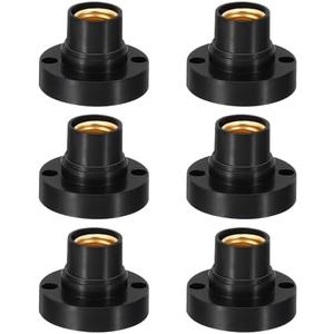 PATIKIL E14 Bulb Socket, 6pcs Round Screw Base Lamp Holder Light Replacement Bases for Halogen CFL Light Bulb, Black, Pack Of 3