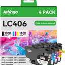 LC406 Ink Cartridges for Brother Printer Compatible with Brother MFC- J4335DW MFC-J5855DW MFC-J4535DW MFC-J6555DW MFC-J6955DW MFC-J5955DW Printer 4 Pack High Yields Black Cyan Magenta Yellow