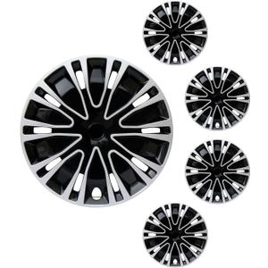 Hubcap Wheel Cover Replacement R15 Hub Caps Universal Wheel Rim Cover ABS Material Exterior Accessories for Car Truck SUV -Set of 4 (15-inch，Silver-Black）