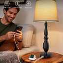 EppieBasic Table Lamps for Living Room Set of 2, Farmhouse Lamp for Bedroom 22" with 3 Dimmable Ways, USB-C+A Charging Ports Nightstand Lamps, Bulbs Included