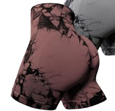 OVESPORT Workout Shorts for Women Scrunch Butt Lifting High Waisted Yoga Gym Seamless Booty Biker Shorts, M