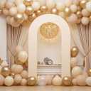 Hahafelt 8 feet Open Arch Backdrop Cover Beige Spandex Fitted Round Top Wedding Arches U-Shaped Fabric Arch Covers for Outdoor or Indoor Party Reception Home Photography Decorations